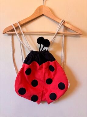 Kids Meri Meri Ladybug Drawstring Backpack - Red and Black sack